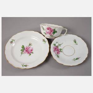 Meissen Tête-à-Tête Rote Rose + Königskuchenplatte