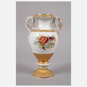 Meissen Schlangenhenkelvase mit Früchtedekor