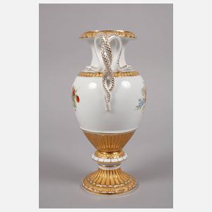 Meissen Schlangenhenkelvase mit Früchtedekor