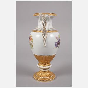 Meissen Schlangenhenkelvase mit Früchtedekor