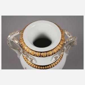 Meissen Schlangenhenkelvase mit Früchtedekor