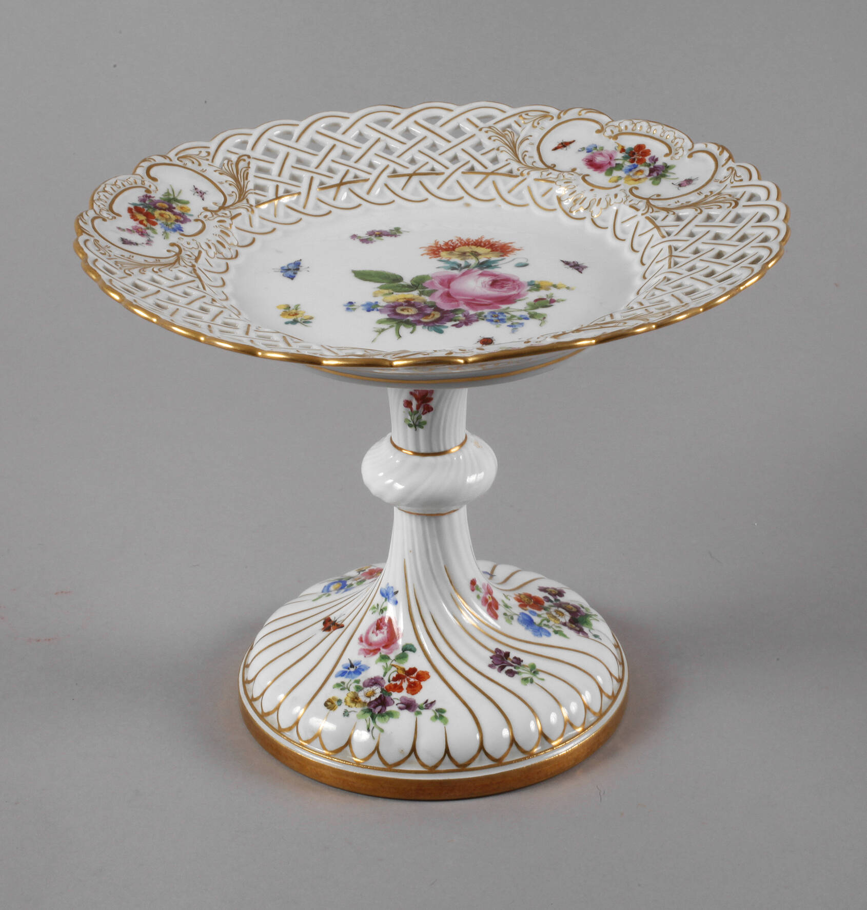 Meissen Tafelaufsatz Insektenmalerei