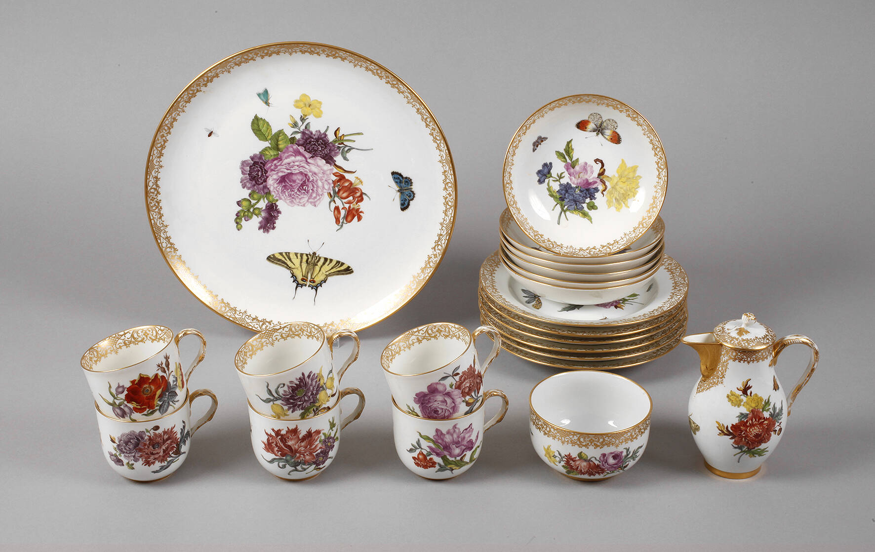 Meissen Kaffeeservice mit Insektenmalerei