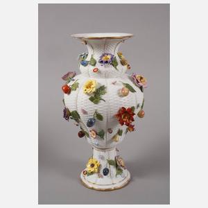 Meissen großes Paar "Vase mit Blüten und Früchten"