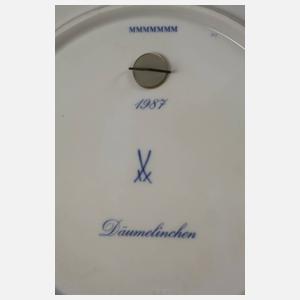 Meissen sieben Märchenteller mit Goldrand