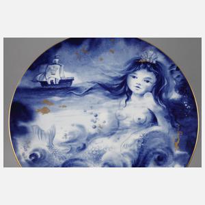 Meissen sieben Märchenteller mit Goldrand