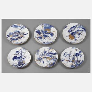 Meissen sechs Teller historische Technik