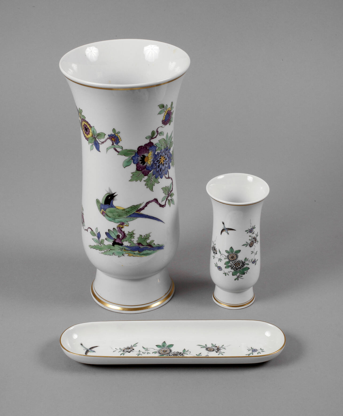 Meissen drei Teile Indische Malerei