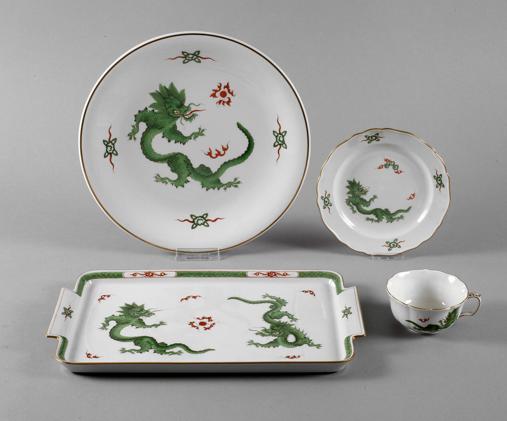 Meissen vier Teile Grüner Drache