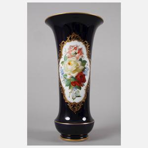 Meissen große Kobaltvase mit Rosenbukett