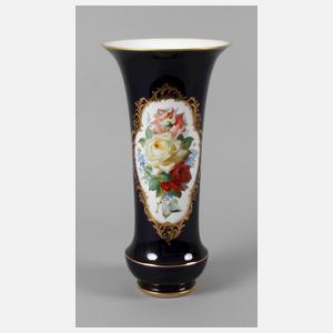Meissen große Kobaltvase mit Rosenbukett