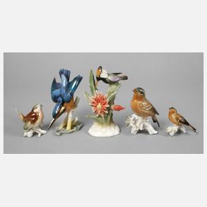 Thüringen/Hutschenreuther fünf Vögel