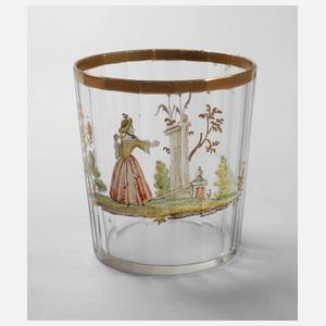Trinkglas mit figürlicher Emailmalerei