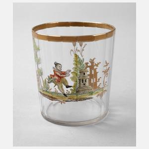 Trinkglas mit figürlicher Emailmalerei