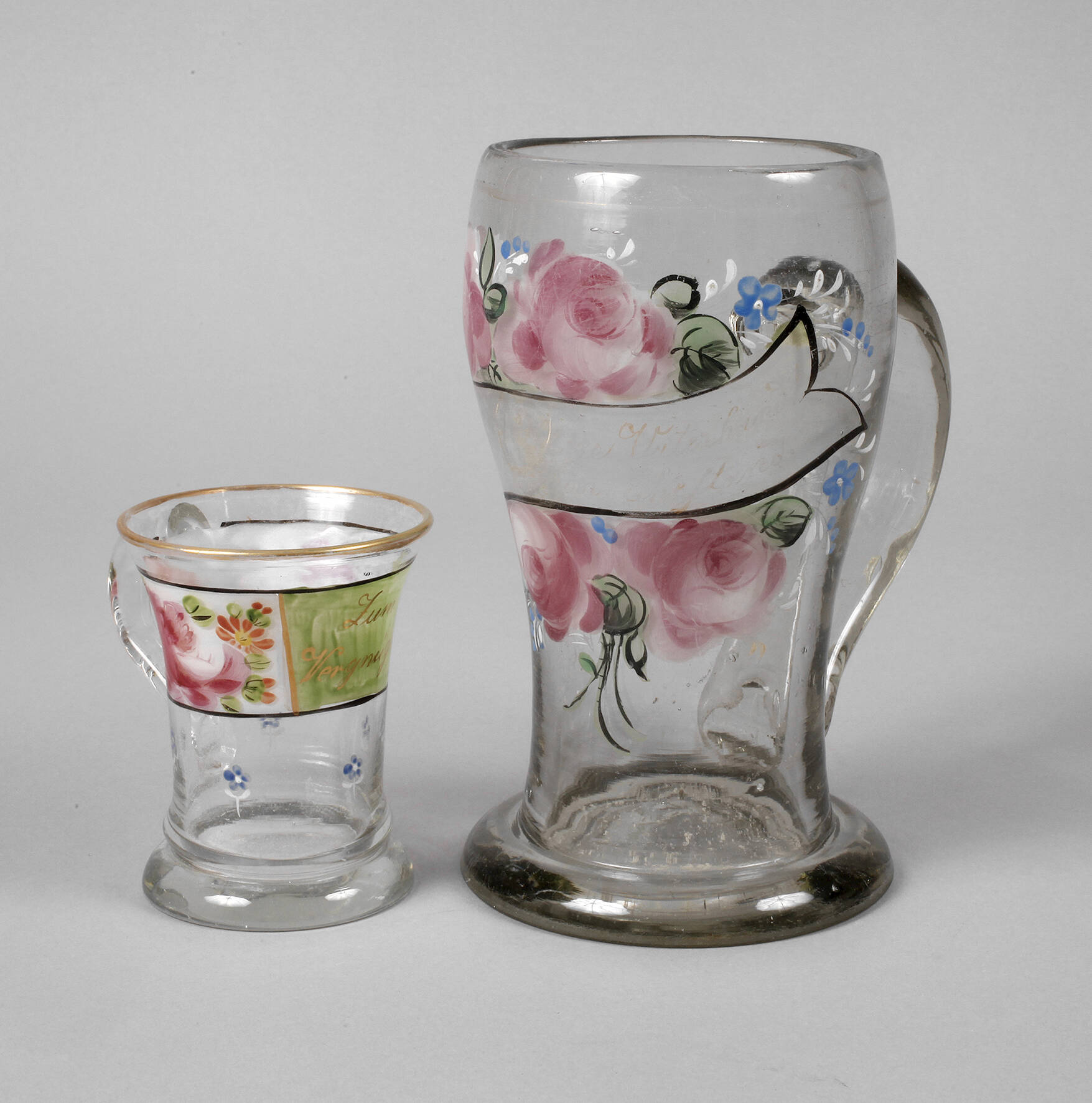 Zwei sächsische Andenkengläser