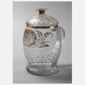 Großer Deckelkrug mit Spruch