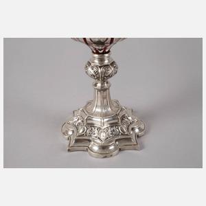 Biedermeierpokal mit Silberfuß