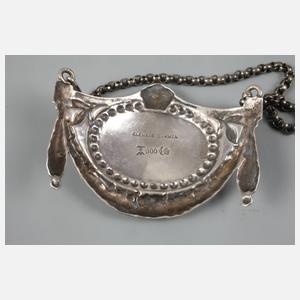 Vier Flaschenplaketten Silber