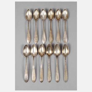 Zwölf Biedermeier-Kaffeelöffel Silber