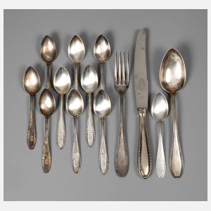 Zwei Etuis mit Silberbesteck