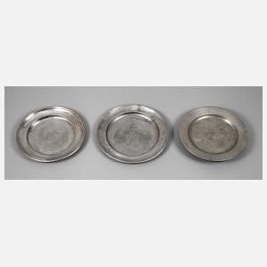 Drei Speiseteller Zinn