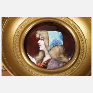 Bronzeschälchen mit Emailbild