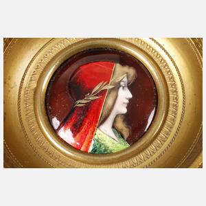 Bronzeschälchen mit Emailbild