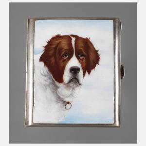 Zigarettenetui mit Bernhardinerportrait