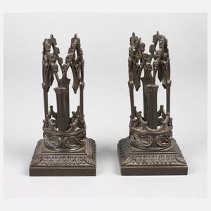 Paar neogotische Ständer Bronze
