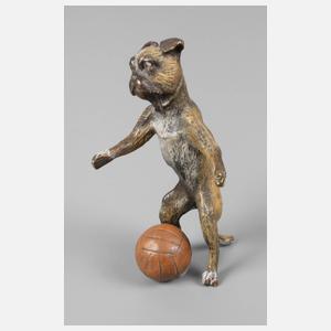 Wiener Bronze Hund mit Ball
