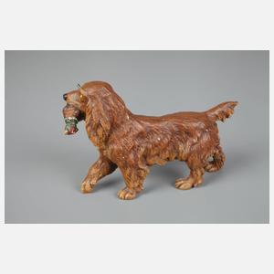 Wiener Bronze Jagdhund mit Rebhuhn