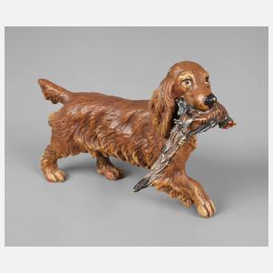 Wiener Bronze Jagdhund mit Rebhuhn
