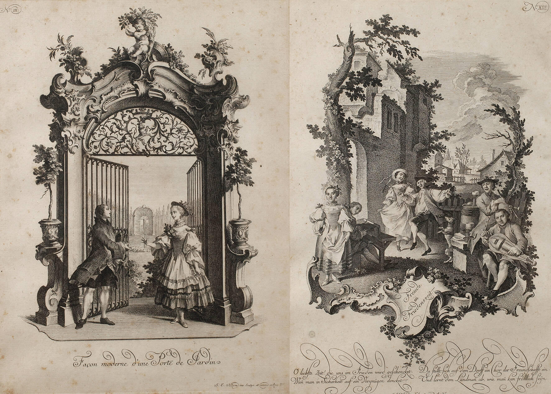 Johann Esaias Nilson, Paar Kupferstiche