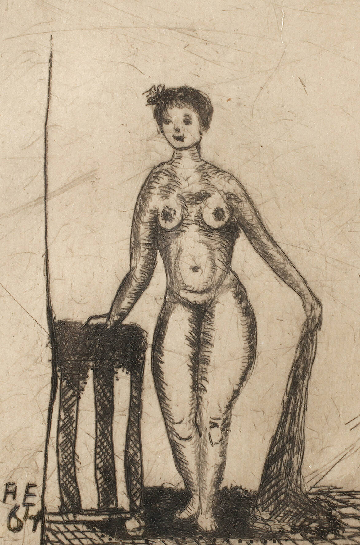 Albert Ebert, Akt mit Tuch