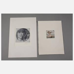 Prof. Ernst Fuchs, Paar Radierungen