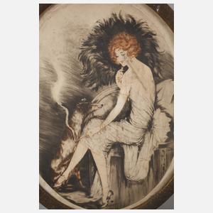 Louis Icart, attr., Dame mit Hund