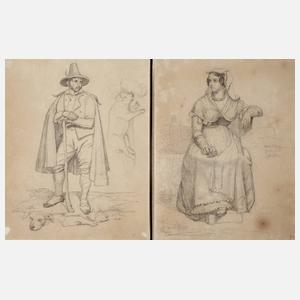 Johann Hermann Kretzschmer attr., 2 Studienblätter