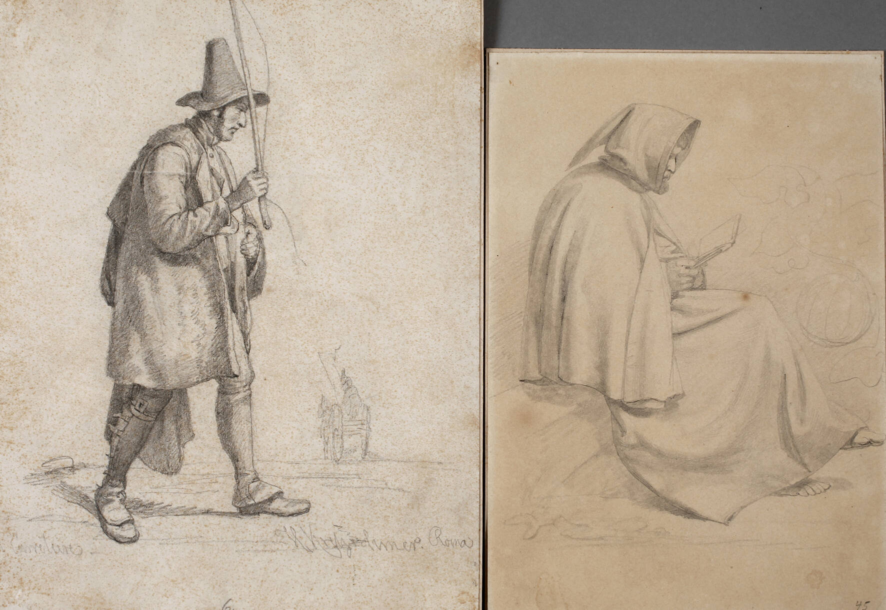 Johann Hermann Kretzschmer attr., 2 Studienblätter