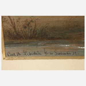 Carl August Lebschée, Dorfansicht mit Kirche