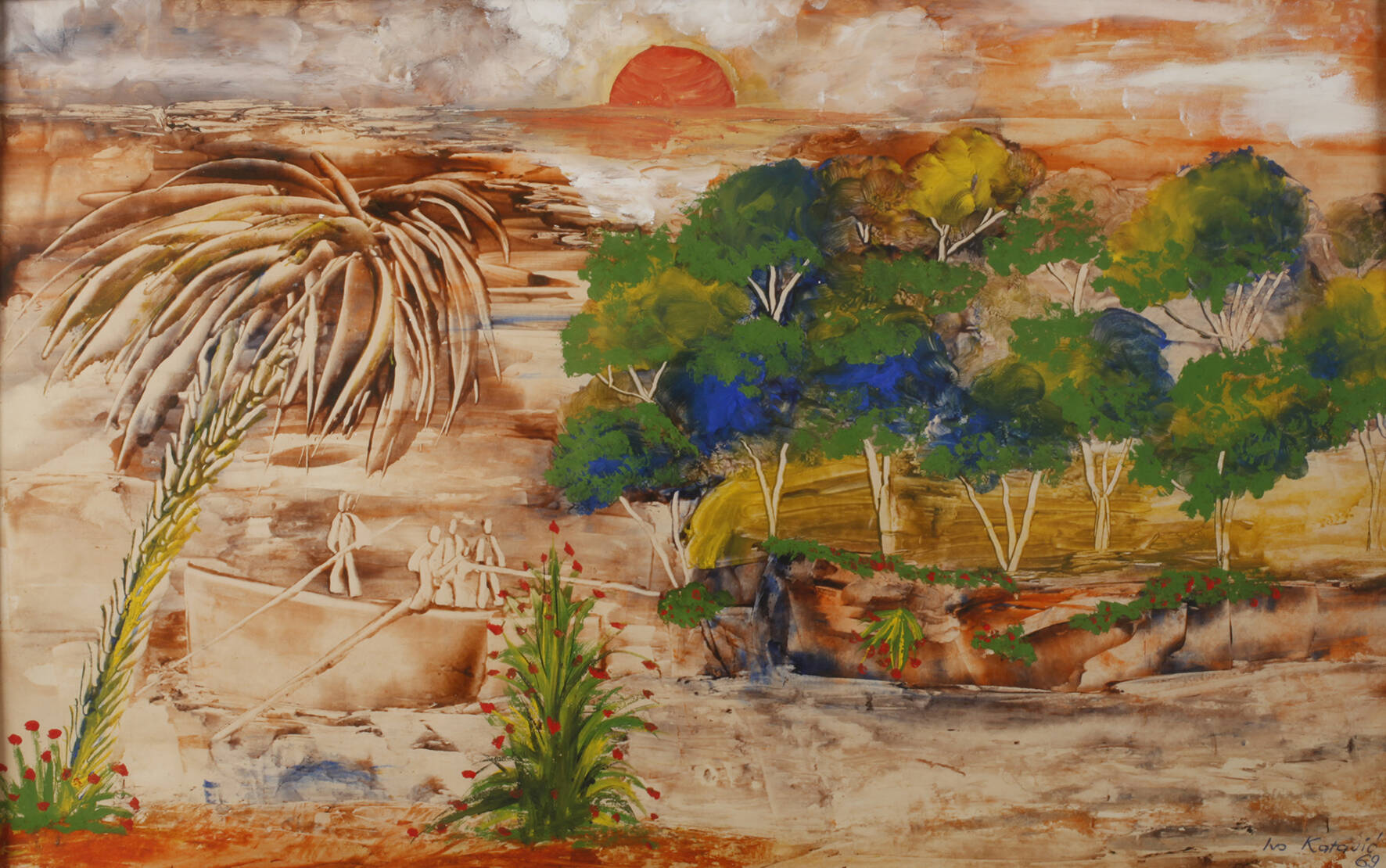 Ivo Roberto Katavić, Flusslandschaft mit Boot