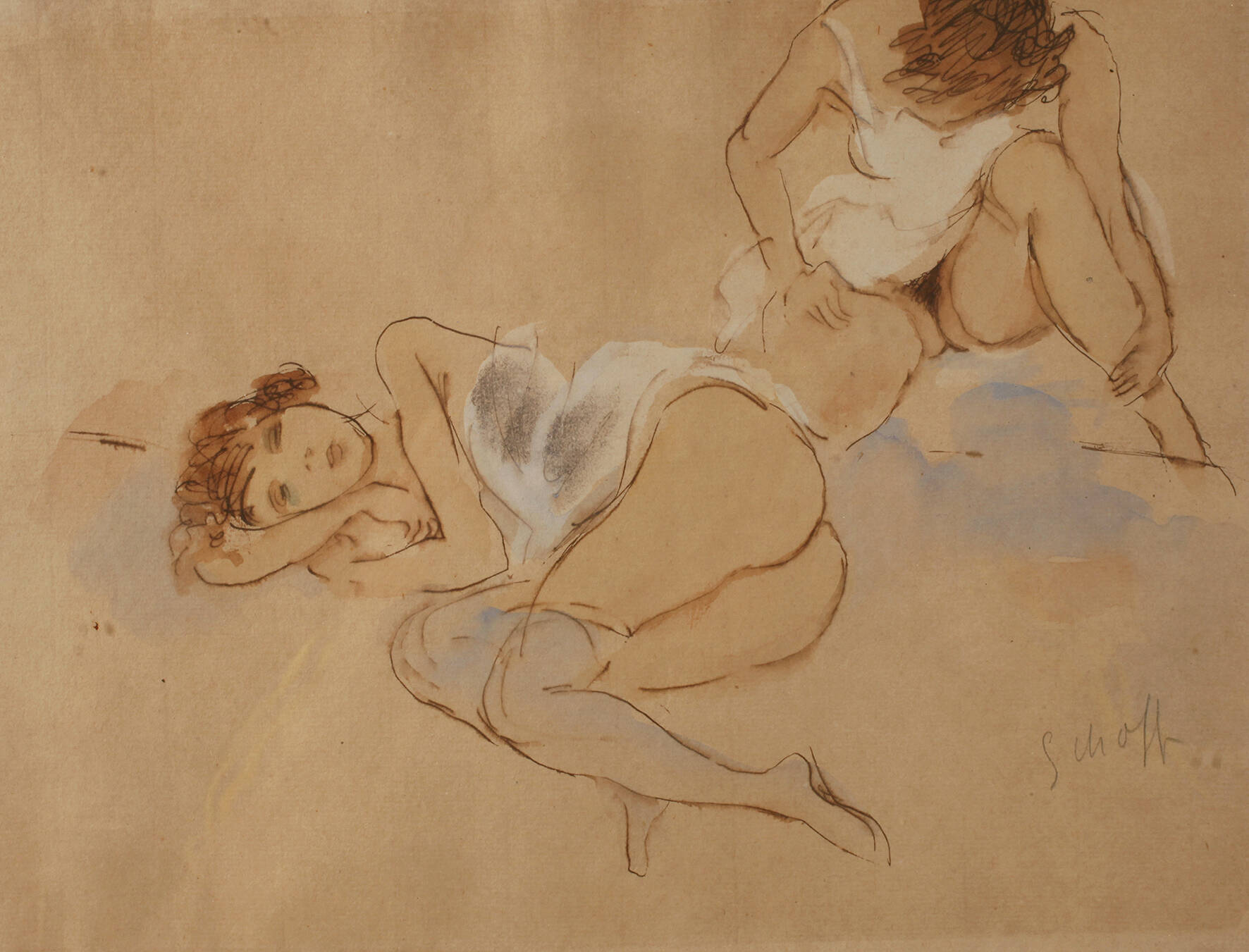 Otto Schoff, Erotische Zeichnung