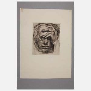 Käthe Kollwitz, "Selbst mit Hand an der Stirn"