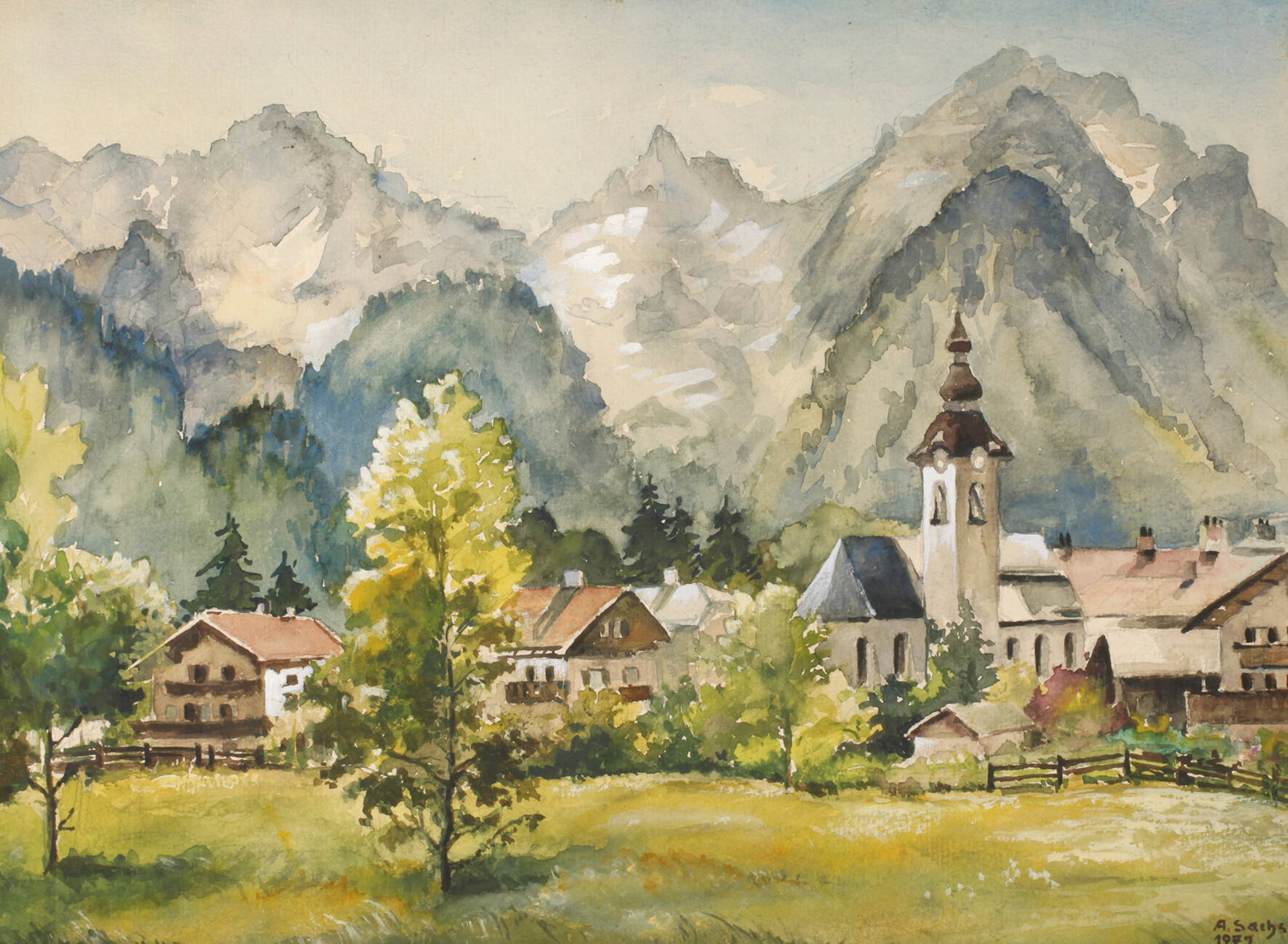 Adolf Sachs, Dorf im Gebirge