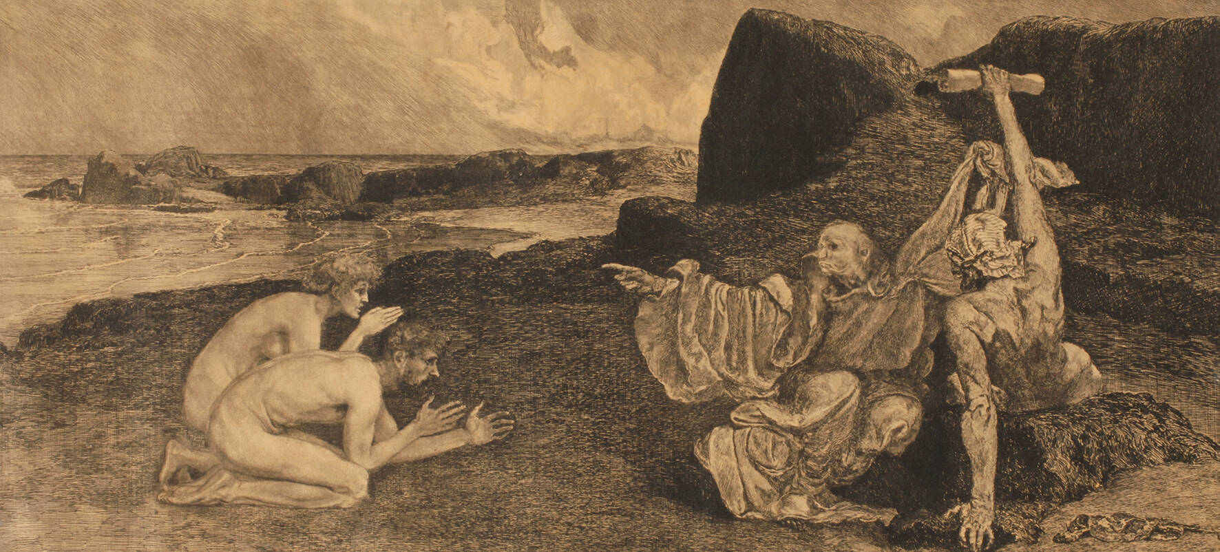 Prof. Sascha Schneider attr., Am Strand