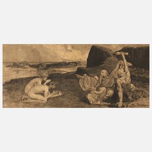 Prof. Sascha Schneider attr., Am Strand