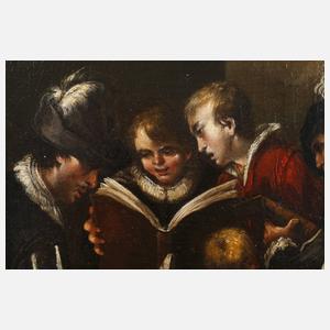 Paar Barockbilder "Gesangsunterricht"