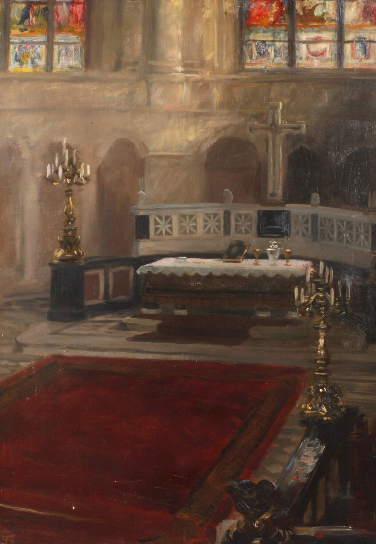 Prof. Ferdinand Brütt (attr.), Kircheninterieur