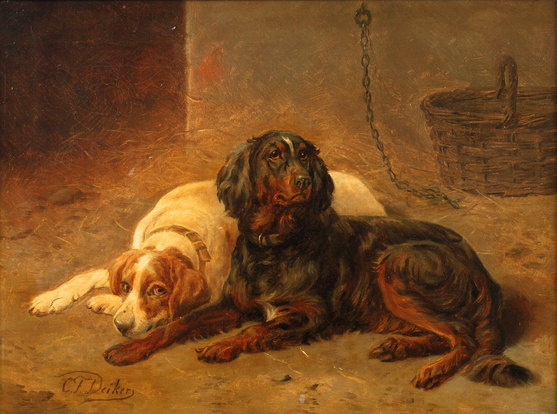 Carl Friedrich Deiker, Zwei Jagdhunde