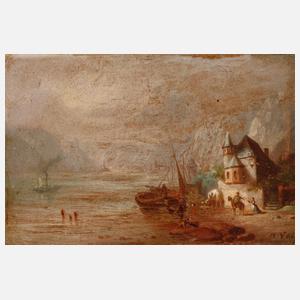 Hermann Volz, "Schiffslände bei Rüdesheim"