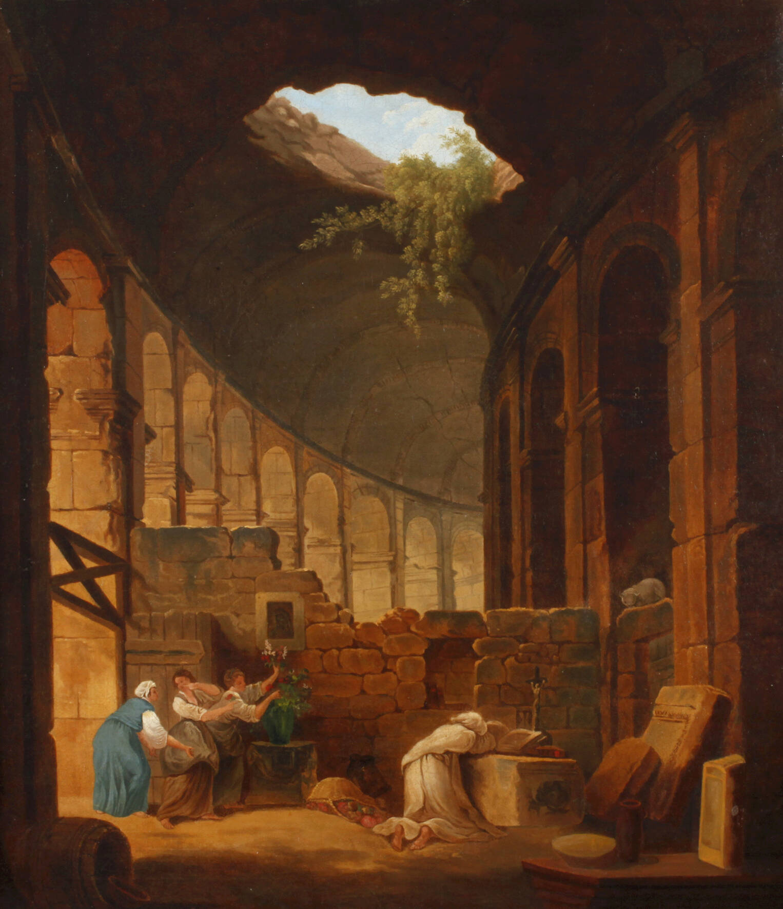 "Eremit im Kolosseum" nach Hubert Robert